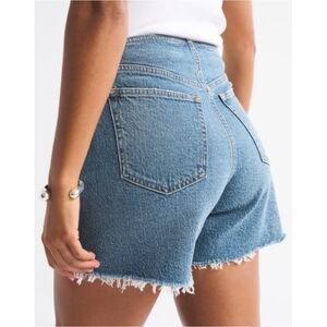 NWT Abercrombie & Fitch Curve Love High Rise Dad Short Raw Hem Size 33, 16